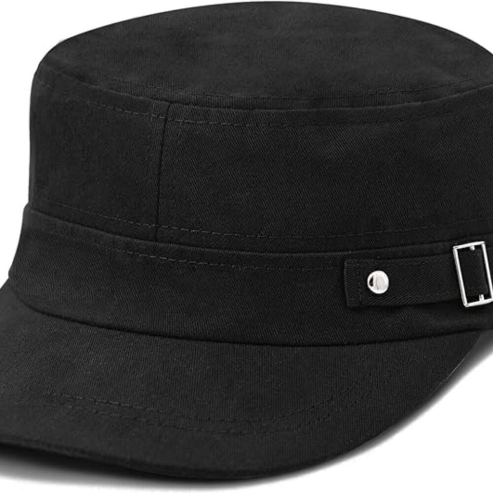 Cadet Hat Cap Military Like Flat‎ Top Black Baseball Cabby Hat Unisex